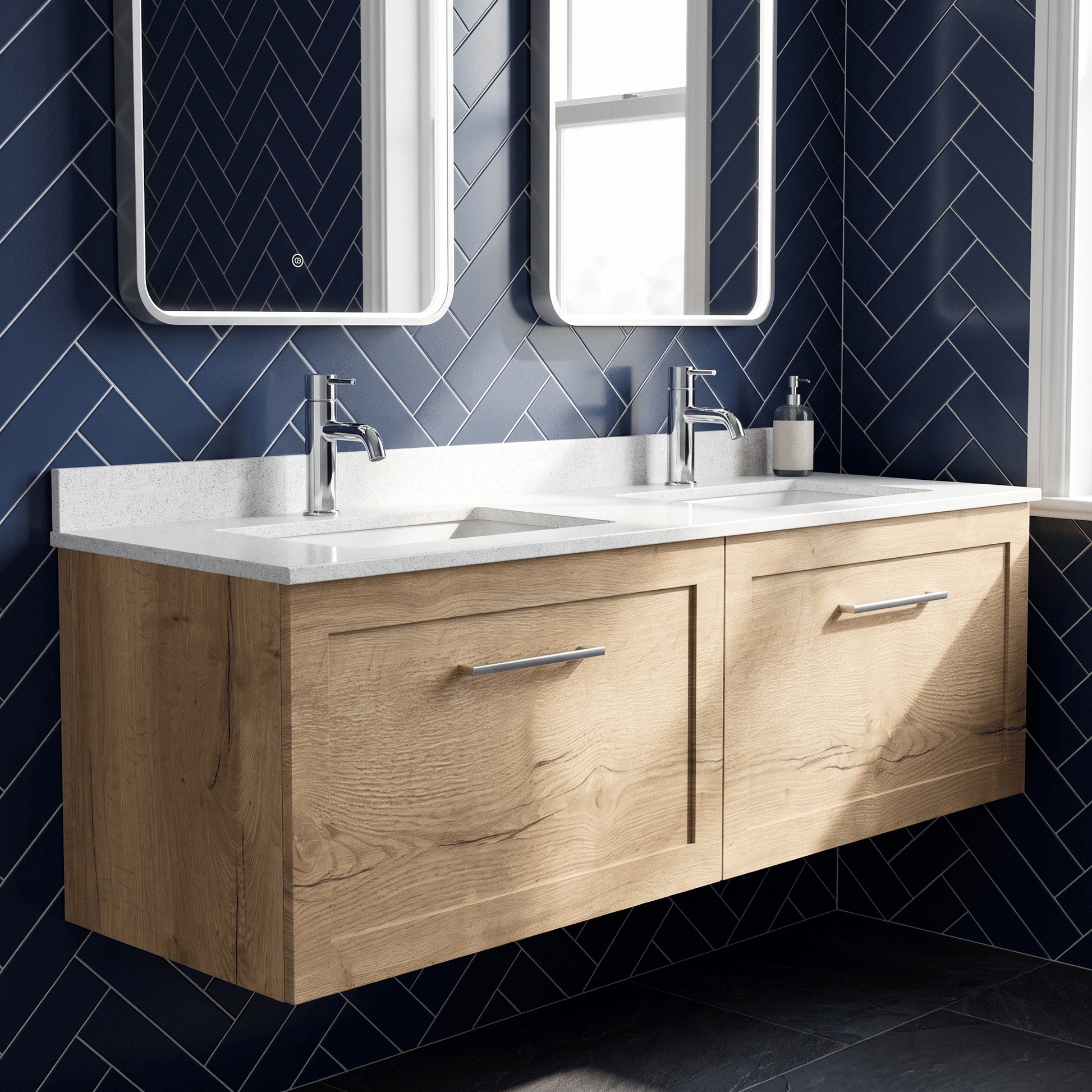 [BFSH1822WS2] Stonnall Traditional Wall Hung 2 Drawer 1200mm Vanity Unit with White Marble Top and Basin - Choice of Colour - Lifestyle 2