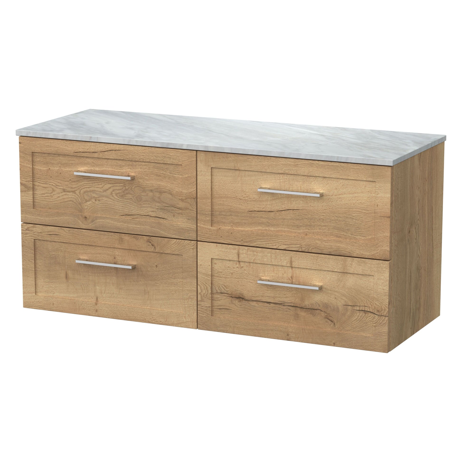 [BFSH1824GMT2] Stonnall Traditional Wall Hung 4 Drawer 1200mm Vanity Unit with Grey Marble Top - Choice of Colour - Cutout