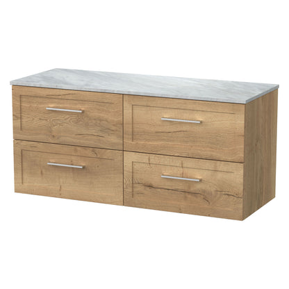 [BFSH1824GMT2] Stonnall Traditional Wall Hung 4 Drawer 1200mm Vanity Unit with Grey Marble Top - Choice of Colour - Cutout