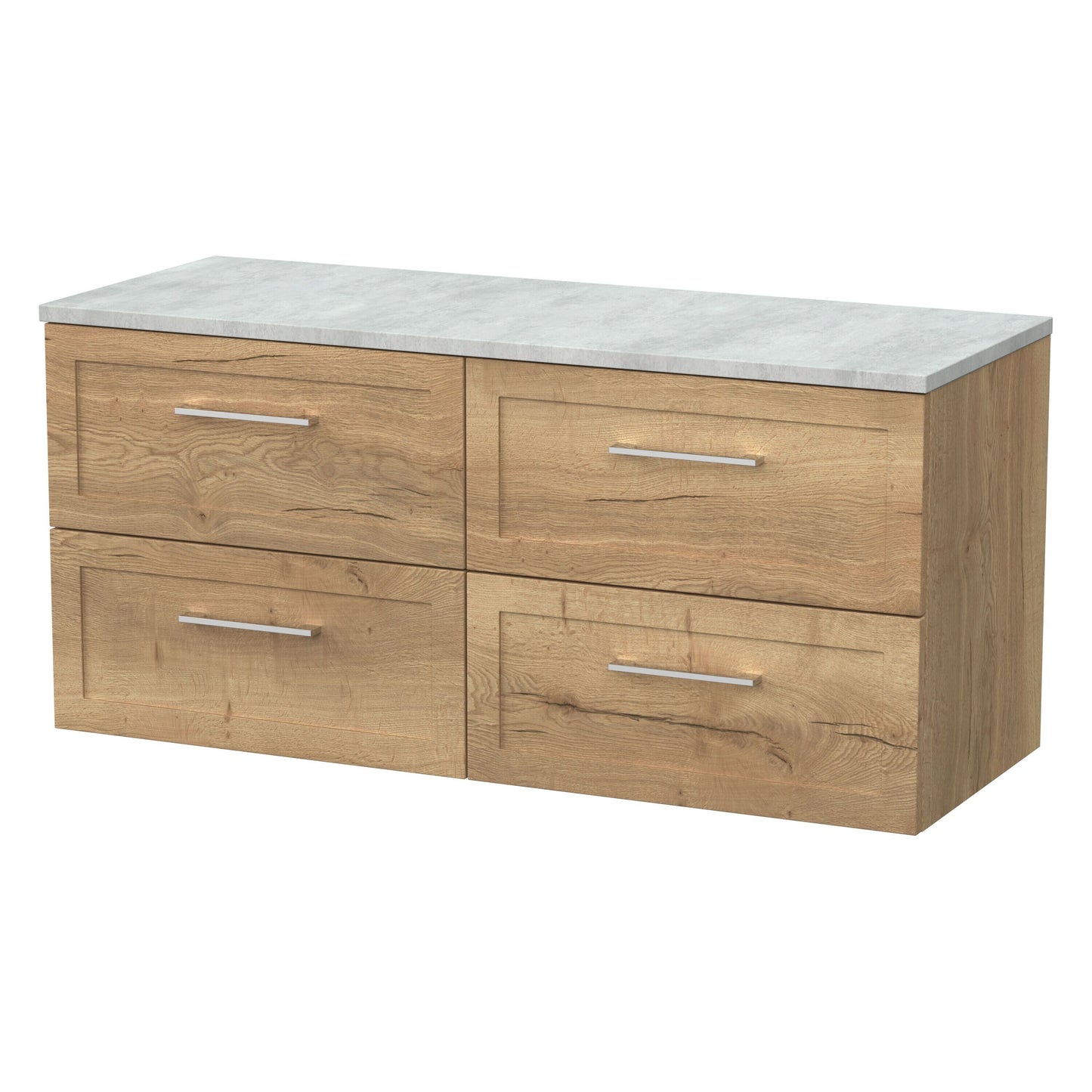 [BFSH1824LBG2] Stonnall Traditional Wall Hung 4 Drawer 1200mm Vanity Unit with Bellato Grey Laminate Worktop - Choice of Colour - Cutout
