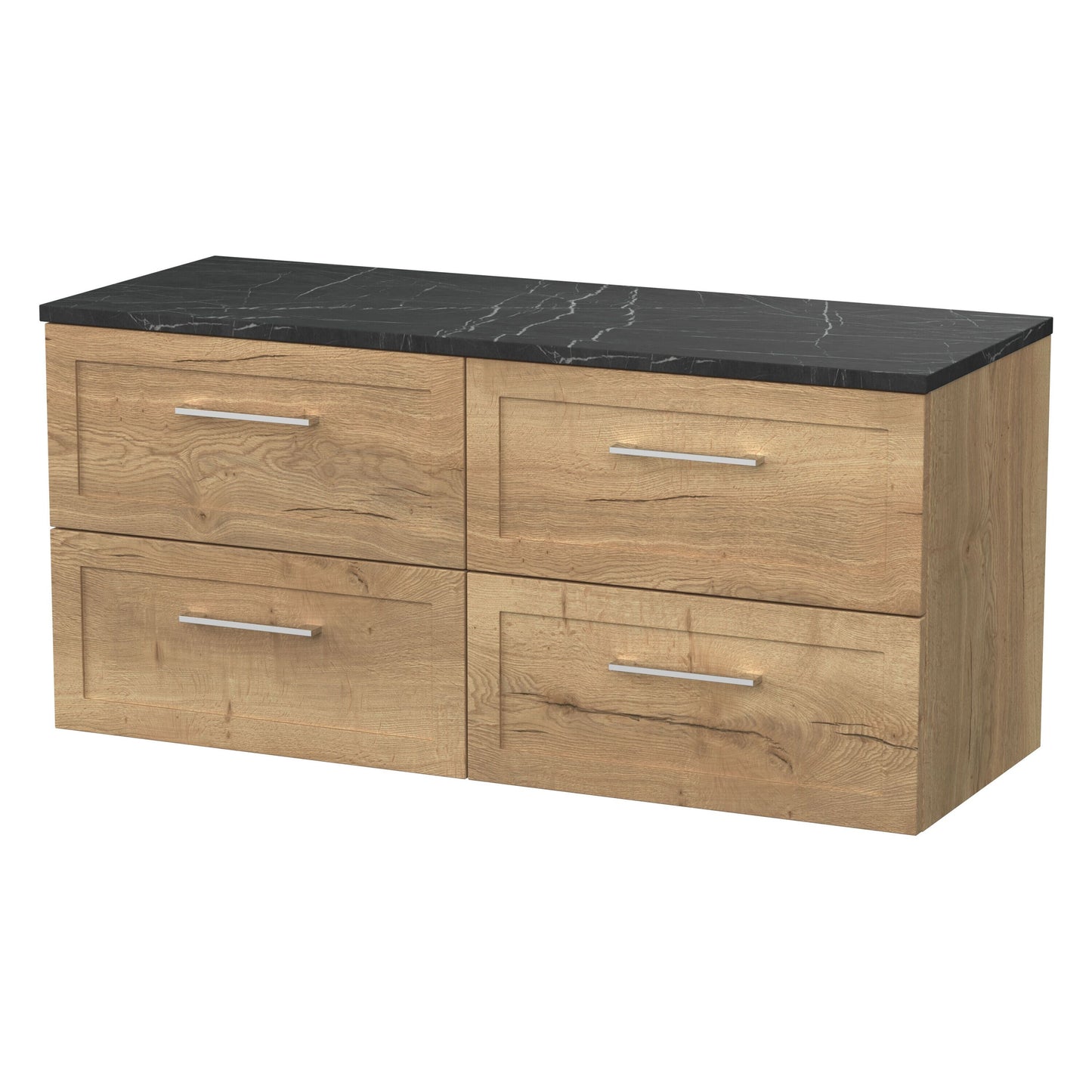[BFSH1824LBP2] Stonnall Traditional Wall Hung 4 Drawer 1200mm Vanity Unit with Black Pietra Marble Laminate Worktop - Choice of Colour - Cutout