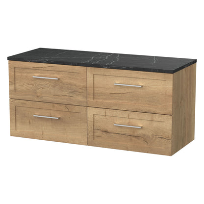 [BFSH1824LBP2] Stonnall Traditional Wall Hung 4 Drawer 1200mm Vanity Unit with Black Pietra Marble Laminate Worktop - Choice of Colour - Cutout