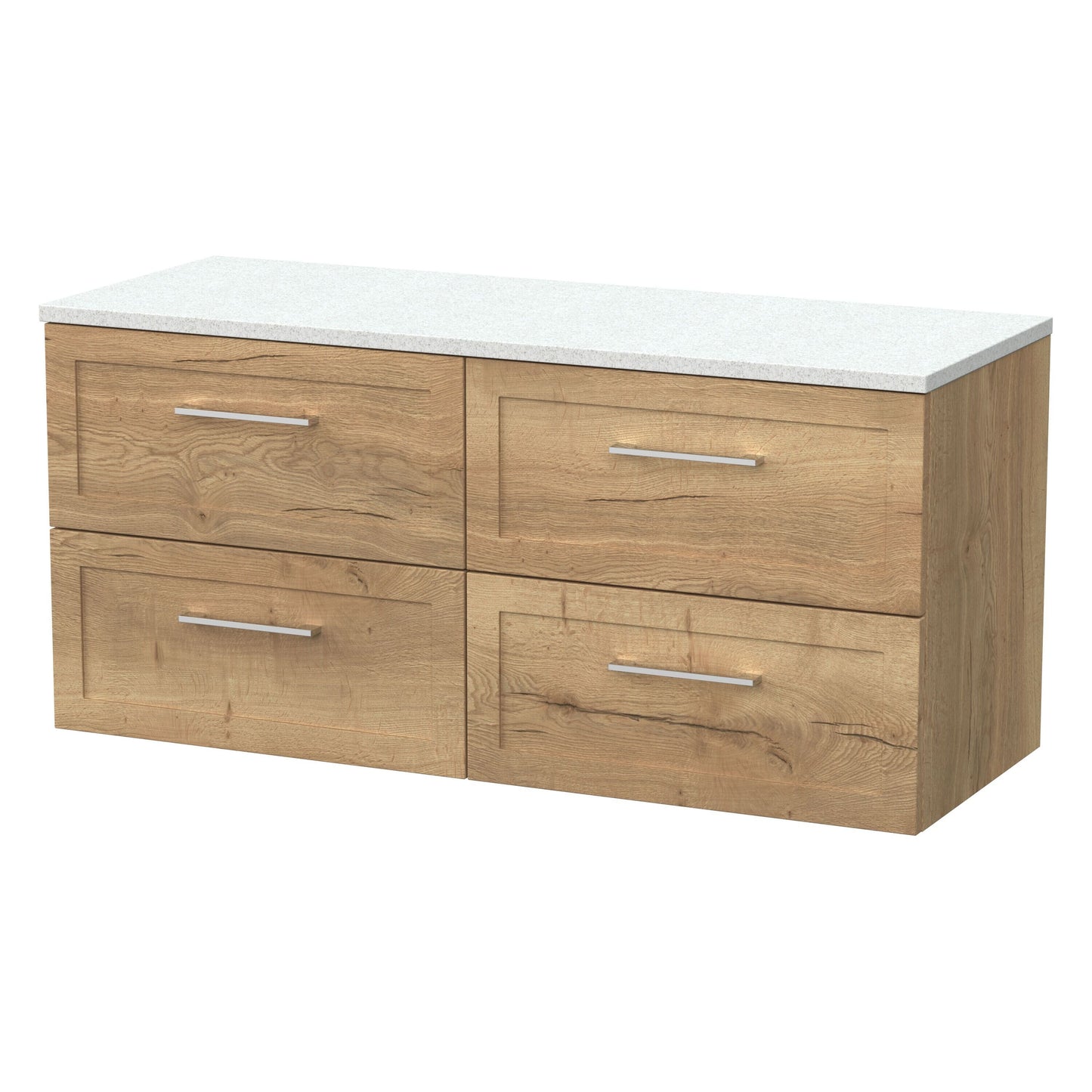 [BFSH1824LWN2] Stonnall Traditional Wall Hung 4 Drawer 1200mm Vanity Unit with White Nebula Laminate Worktop - Choice of Colour - Cutout