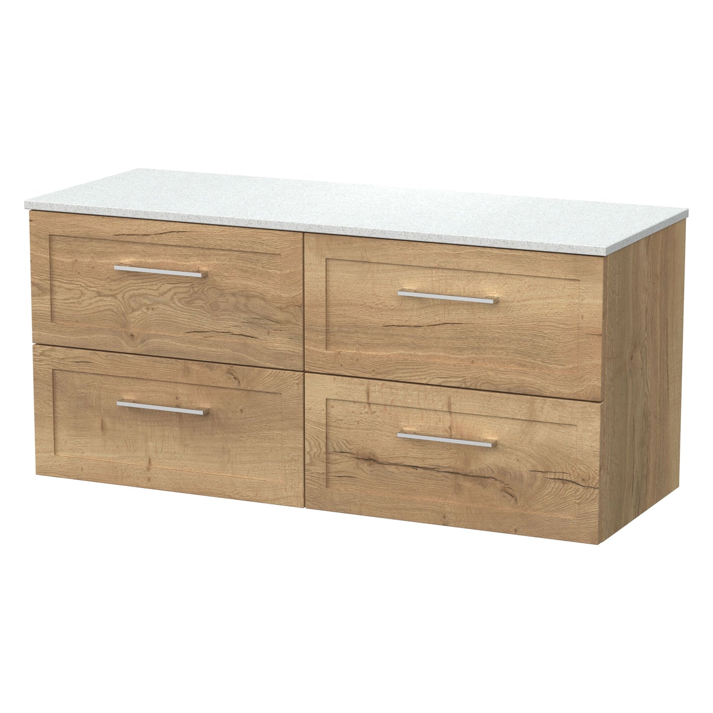 [BFSH1824WMT2] Stonnall Traditional Wall Hung 4 Drawer 1200mm Vanity Unit with White Marble Top - Choice of Colour - Cutout