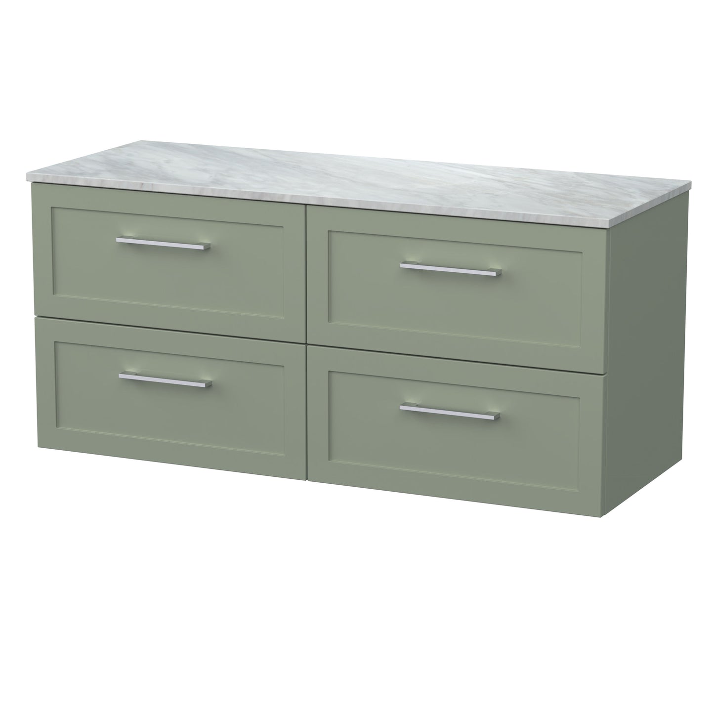 [BFSH3124GMT2] Stonnall Traditional Wall Hung 4 Drawer 1200mm Vanity Unit with Grey Marble Top - Choice of Colour - Cutout