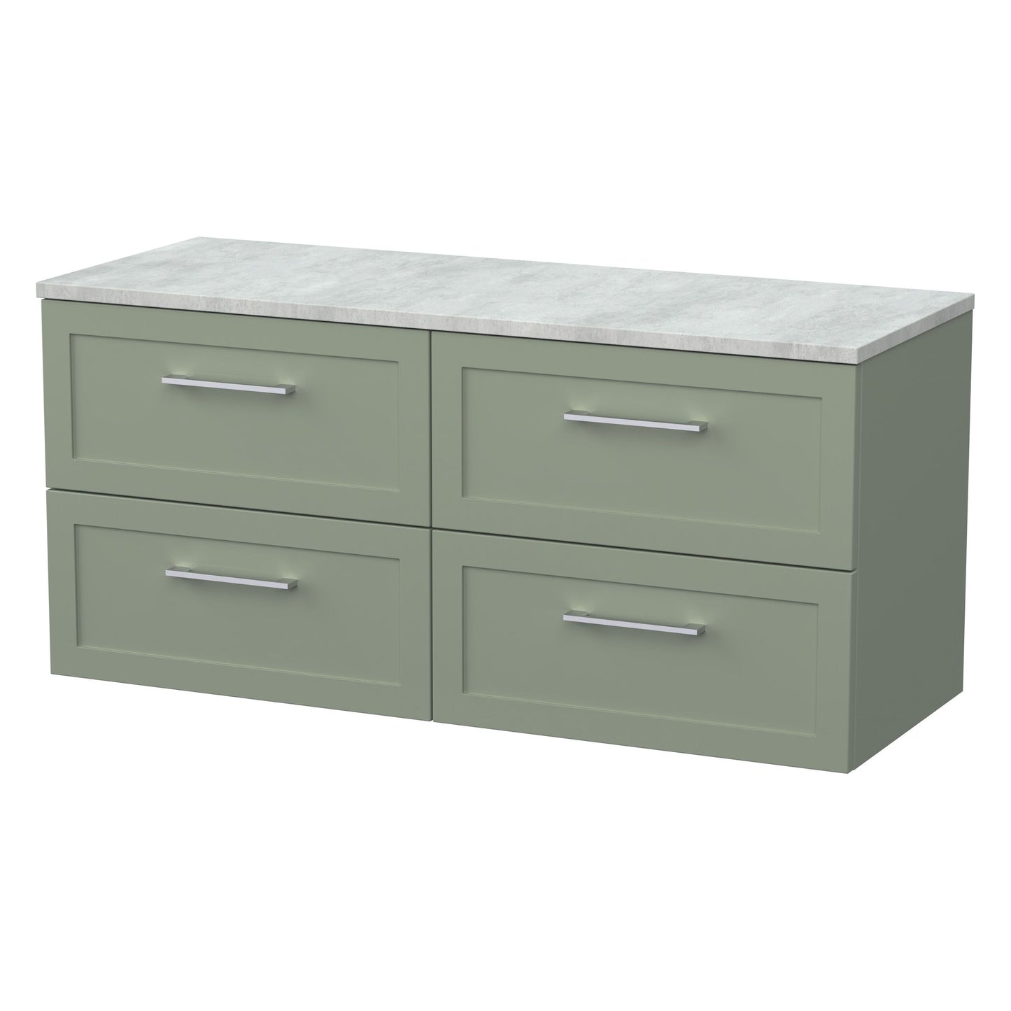 [BFSH3124LBG2] Stonnall Traditional Wall Hung 4 Drawer 1200mm Vanity Unit with Bellato Grey Laminate Worktop - Choice of Colour - Cutout