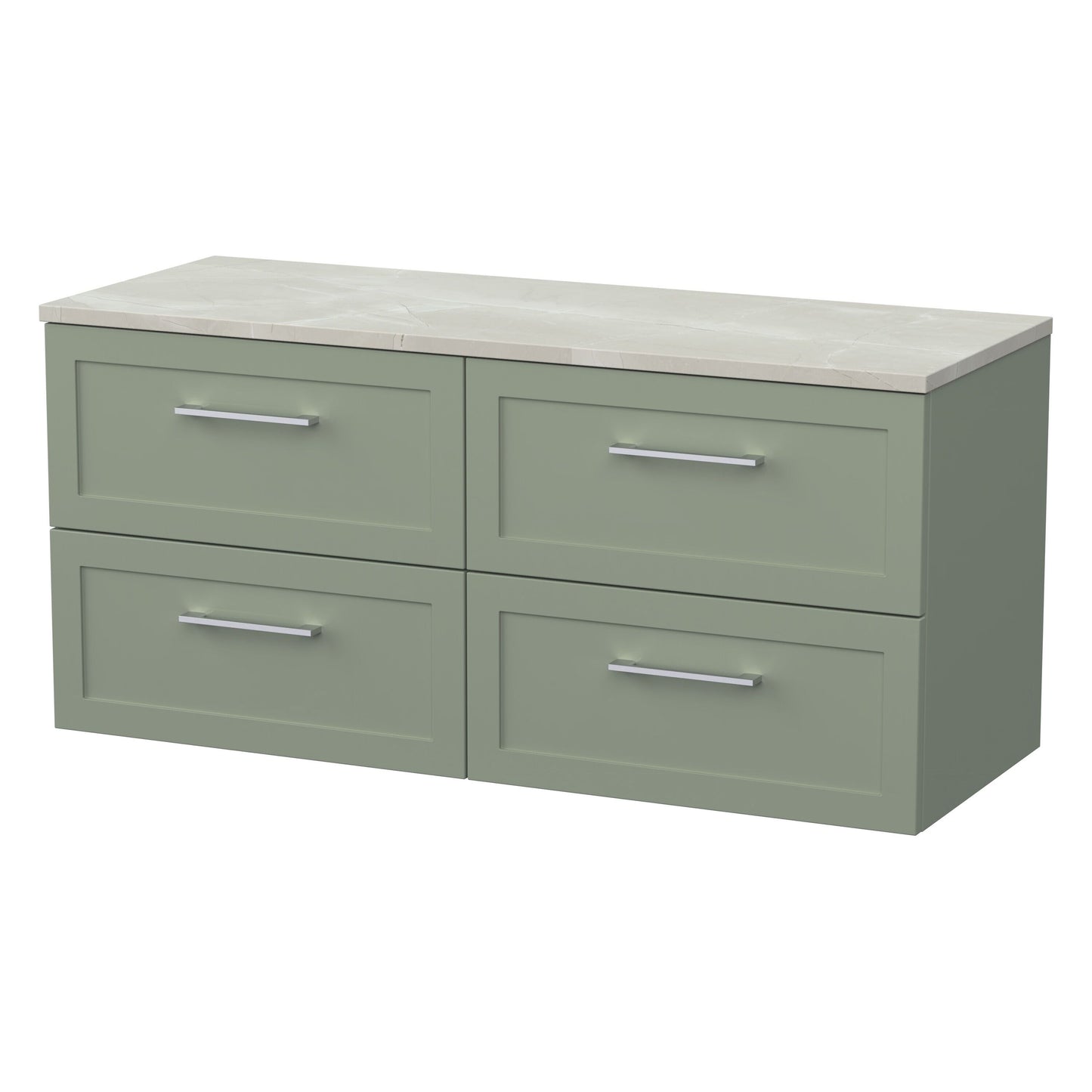 [BFSH3124LMP2] Stonnall Traditional Wall Hung 4 Drawer 1200mm Vanity Unit with Marble Plaster Laminate Worktop - Choice of Colour - Cutout