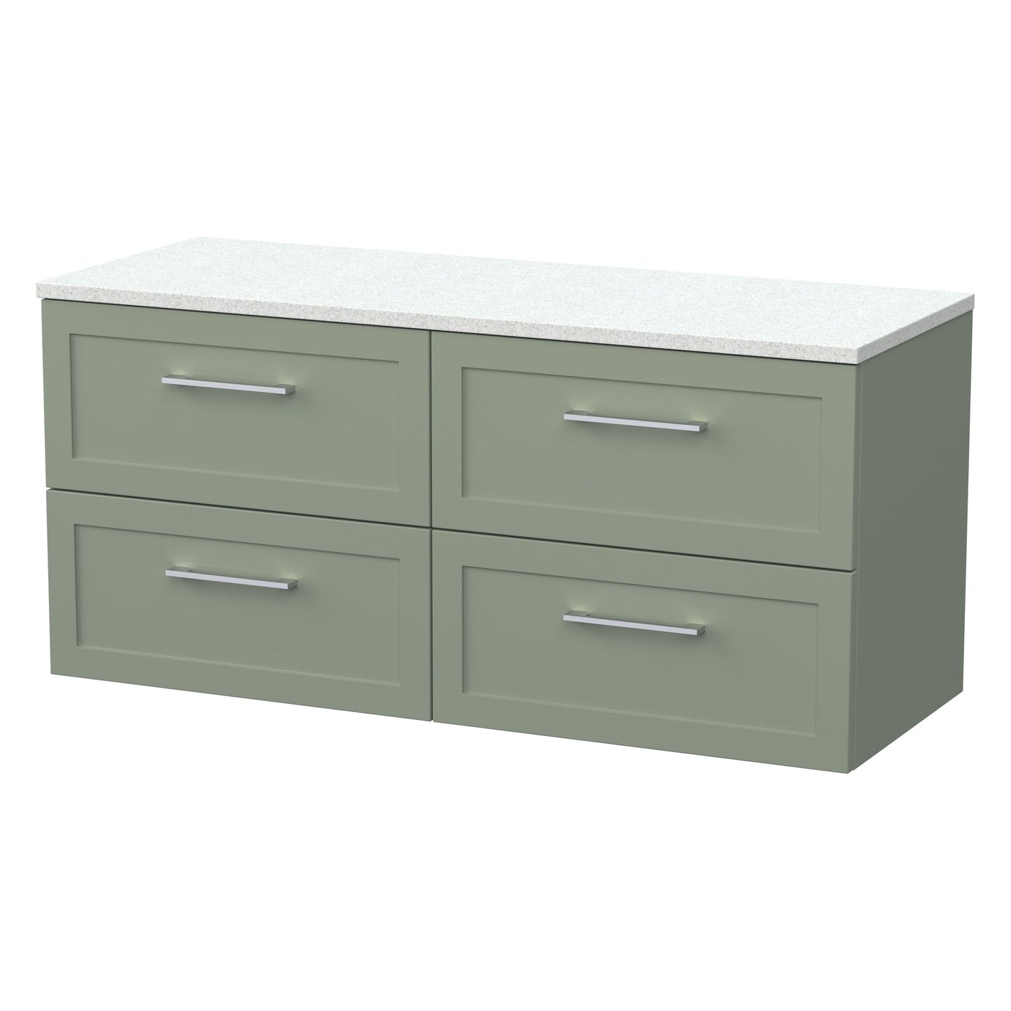 [BFSH3124LWN2] Stonnall Traditional Wall Hung 4 Drawer 1200mm Vanity Unit with White Nebula Laminate Worktop - Choice of Colour - Cutout