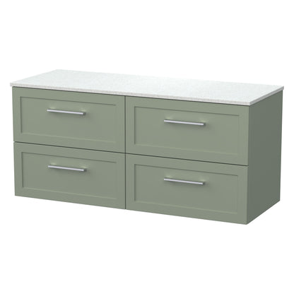 [BFSH3124WMT2] Stonnall Traditional Wall Hung 4 Drawer 1200mm Vanity Unit with White Marble Top - Choice of Colour - Cutout