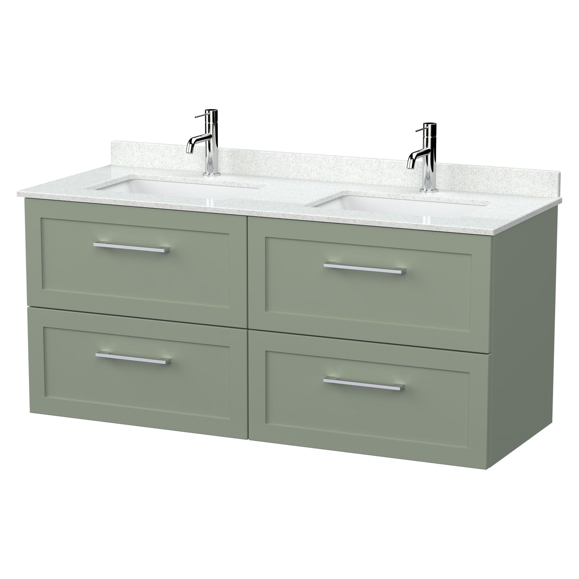 [BFSH3124WS2] Stonnall Traditional Wall Hung 4 Drawer 1200mm Vanity Unit with White Marble Top and Basin - Choice of Colour - Cutout