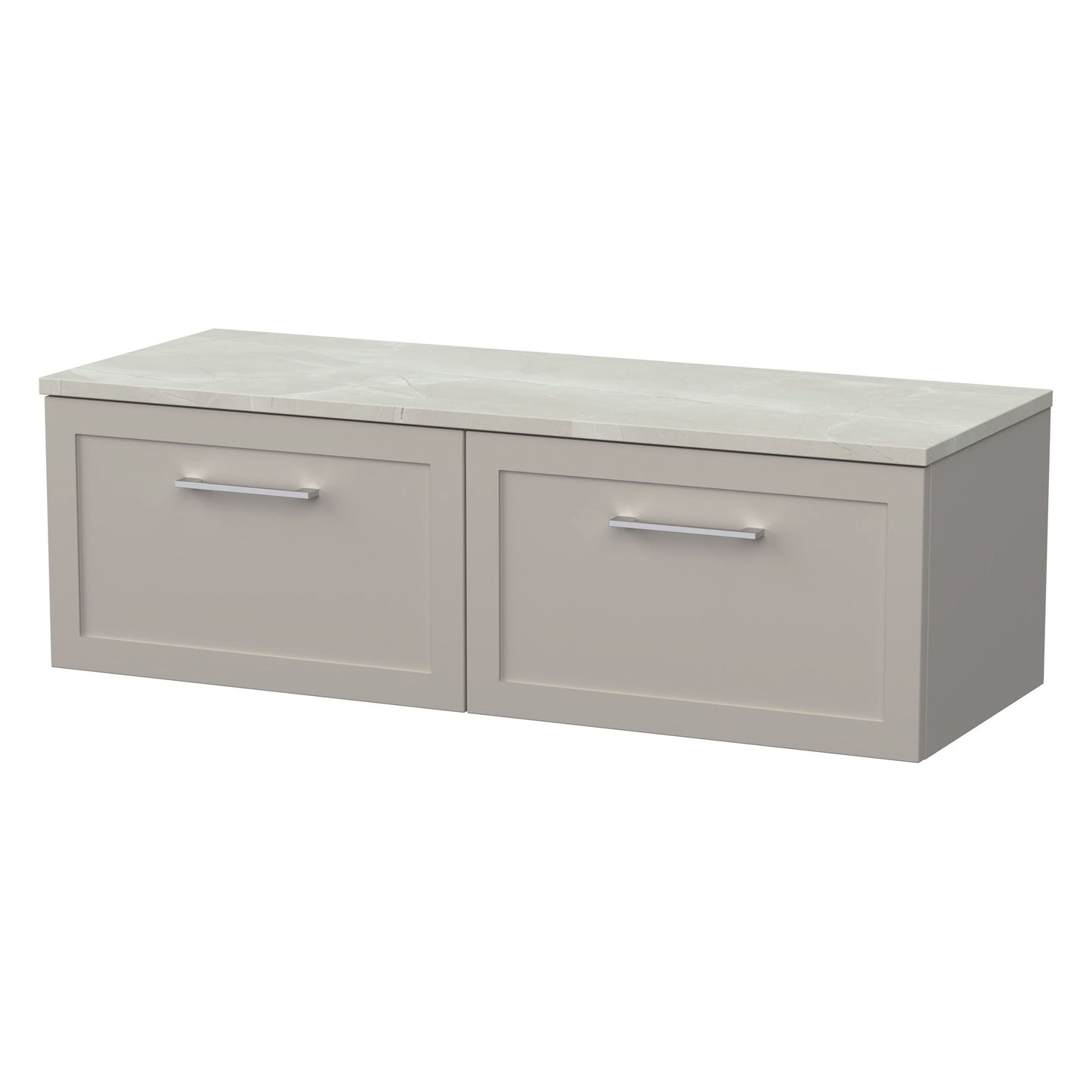 [BFSH3222LMP2] Stonnall Traditional Wall Hung 2 Drawer 1200mm Vanity Unit with Marble Plaster Laminate Worktop - Choice of Colour - Cutout