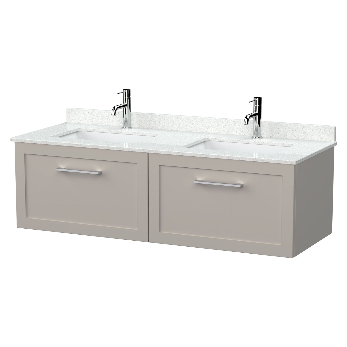 [BFSH3222WS2] Stonnall Traditional Wall Hung 2 Drawer 1200mm Vanity Unit with White Marble Top and Basin - Choice of Colour - Cutout