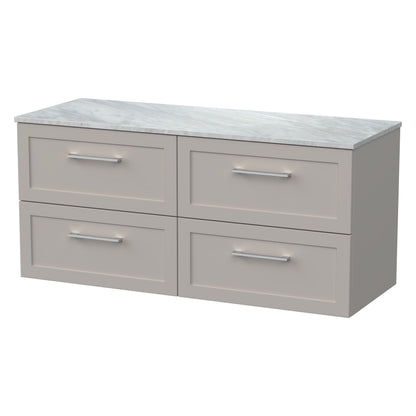 [BFSH3224GMT2] Stonnall Traditional Wall Hung 4 Drawer 1200mm Vanity Unit with Grey Marble Top - Choice of Colour - Cutout