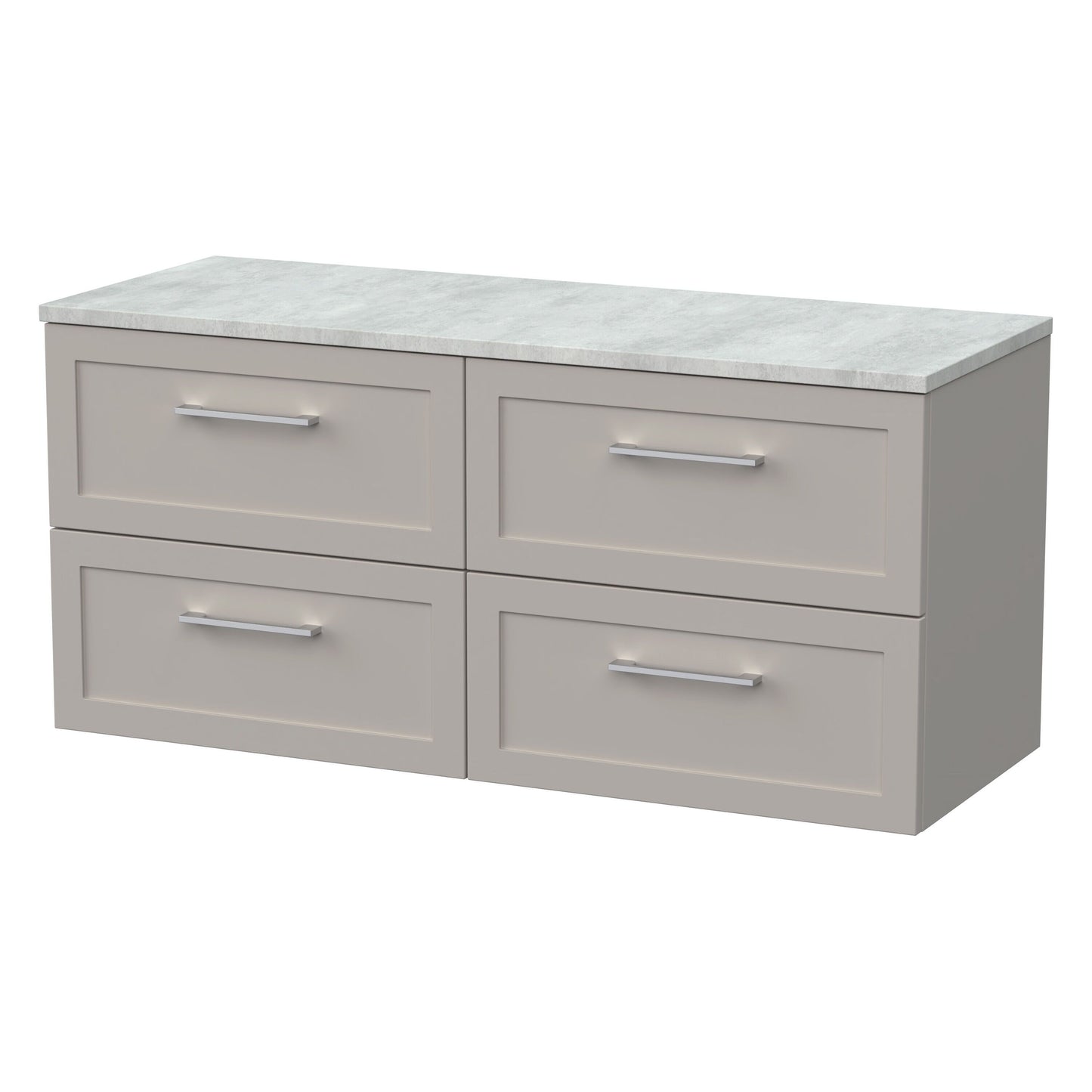 [BFSH3224LBG2] Stonnall Traditional Wall Hung 4 Drawer 1200mm Vanity Unit with Bellato Grey Laminate Worktop - Choice of Colour - Cutout