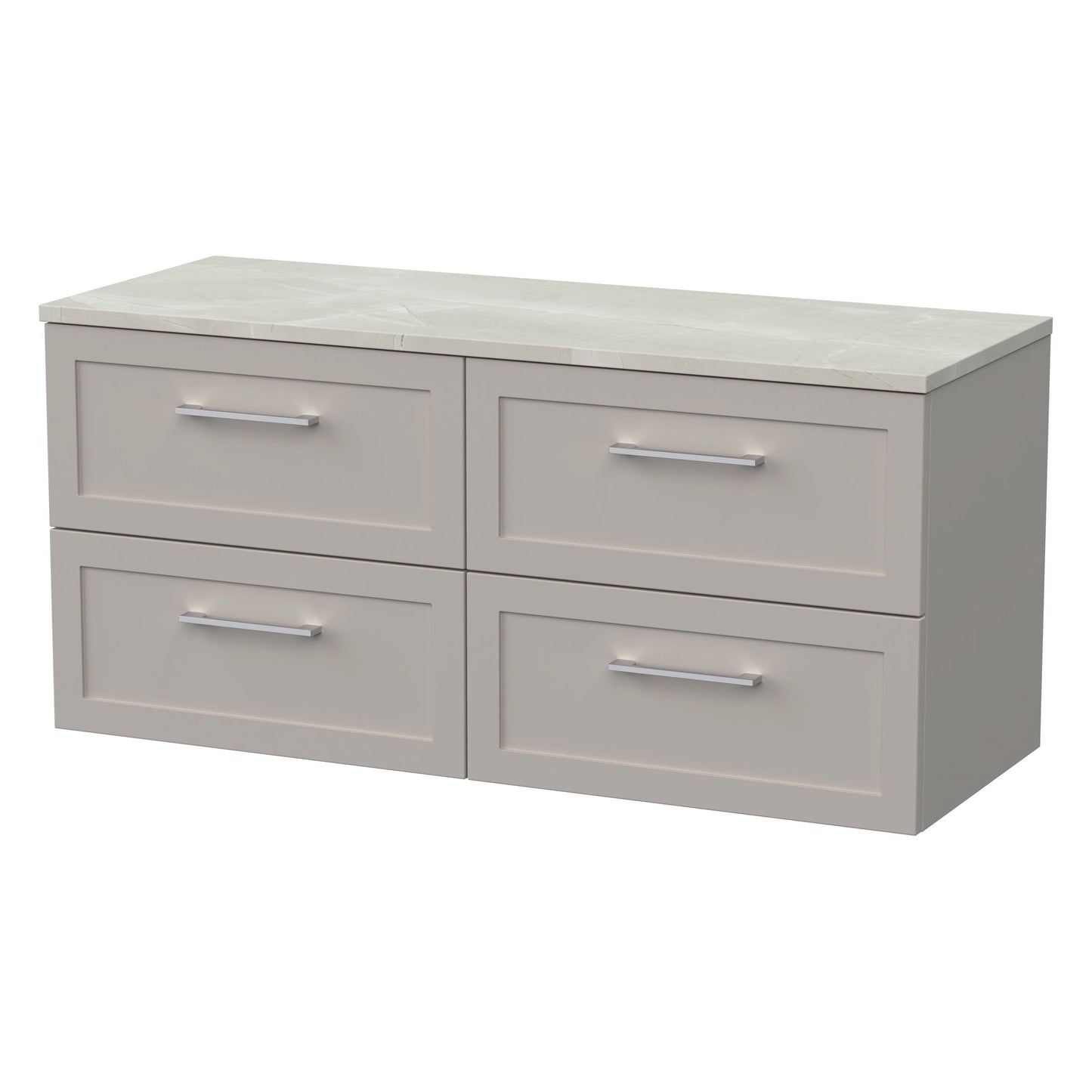 [BFSH3224LMP2] Stonnall Traditional Wall Hung 4 Drawer 1200mm Vanity Unit with Marble Plaster Laminate Worktop - Choice of Colour - Cutout