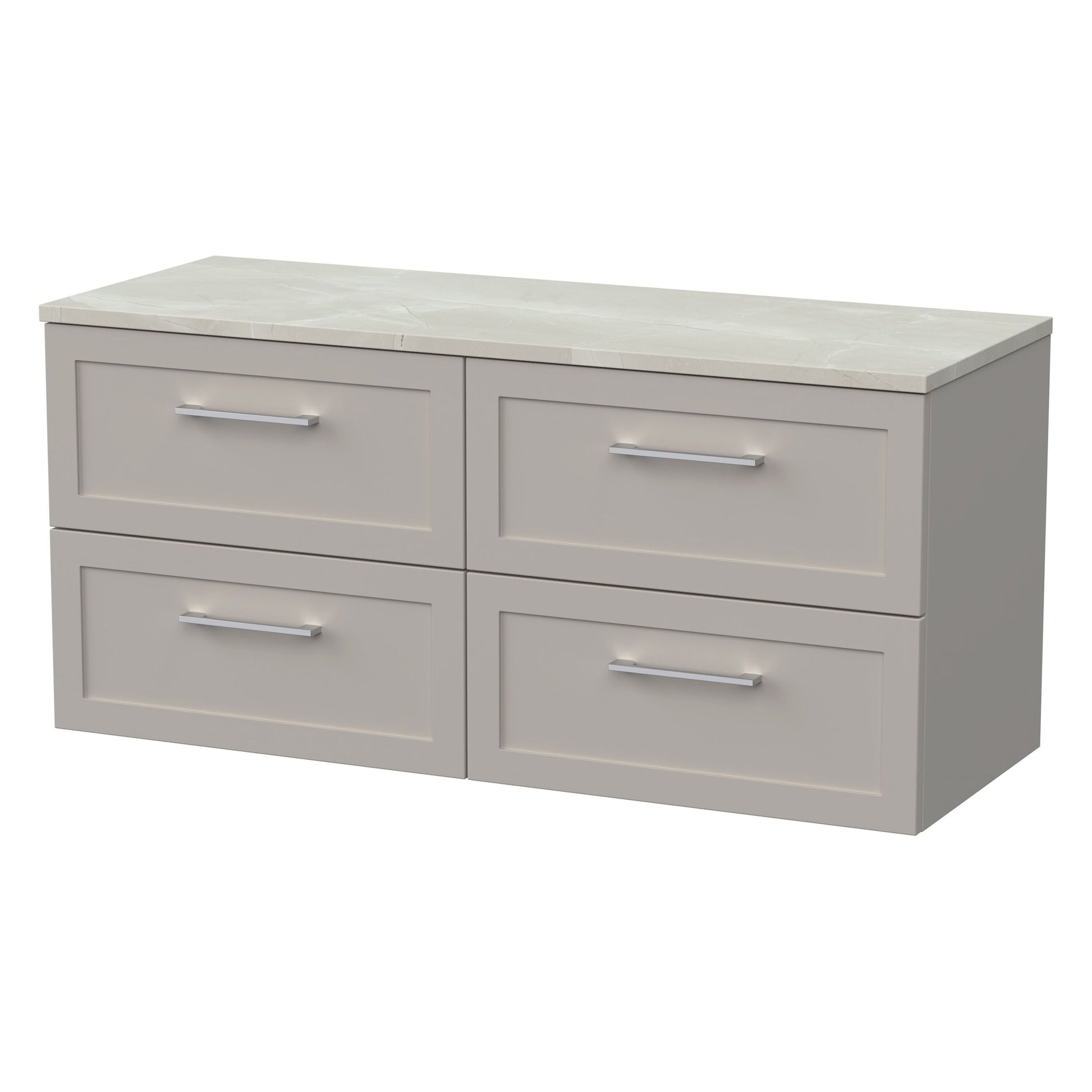 [BFSH3224LMP2] Stonnall Traditional Wall Hung 4 Drawer 1200mm Vanity Unit with Marble Plaster Laminate Worktop - Choice of Colour - Cutout
