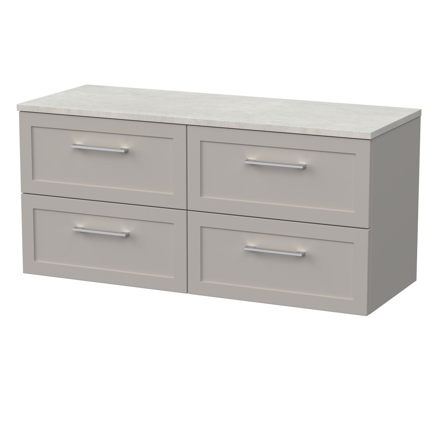 [BFSH3224LSWG2] Stonnall Traditional Wall Hung 4 Drawer 1200mm Vanity Unit with White Sparkle Laminate Worktop - Choice of Colour - Cutout