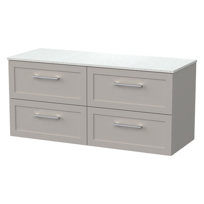 [BFSH3224WMT2] Stonnall Traditional Wall Hung 4 Drawer 1200mm Vanity Unit with White Marble Top - Choice of Colour - Cutout