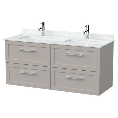 [BFSH3224WS2] Stonnall Traditional Wall Hung 4 Drawer 1200mm Vanity Unit with White Marble Top and Basin - Choice of Colour - Cutout