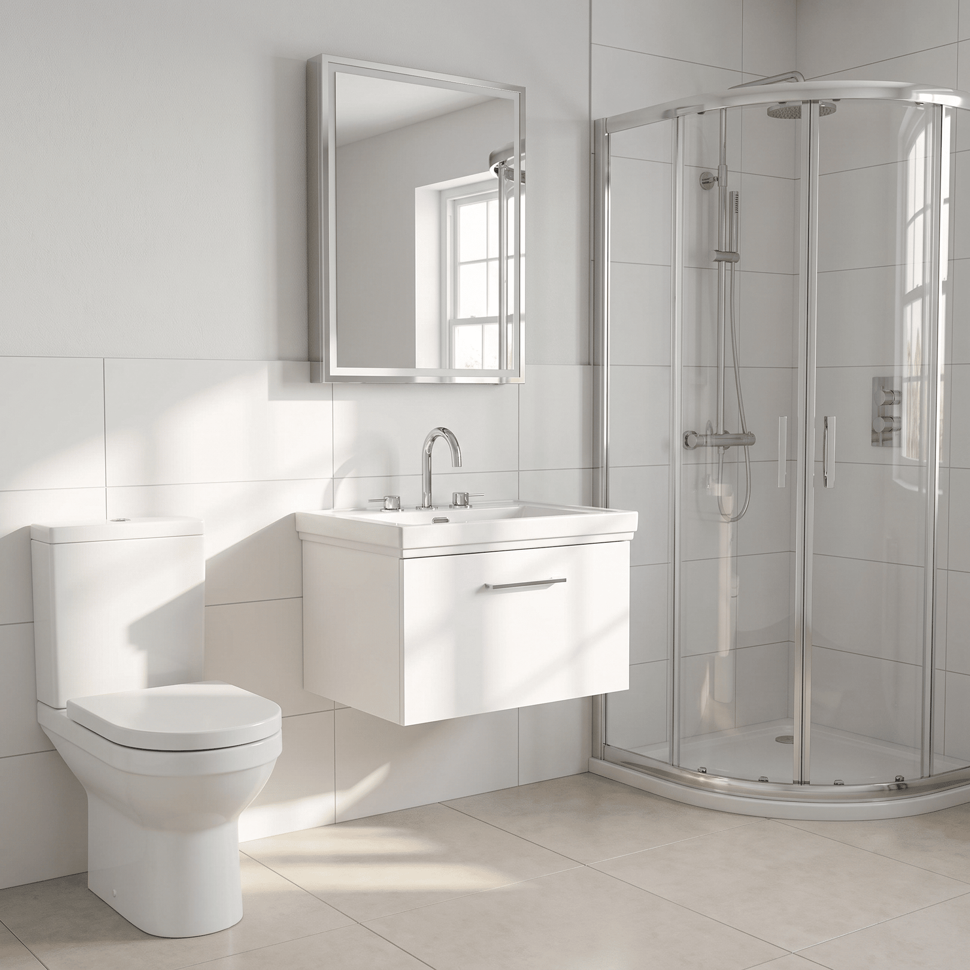 [BFSL122B] Pershall Contemporary Wall Hung 1 Drawer Vanity Unit with Traditional 3 Tap Hole Fireclay Basin - Choice of Size and Colour - Lifestyle 3
