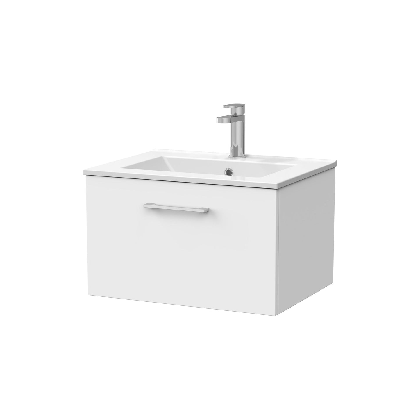 [BFSL122C] Pershall Contemporary Wall Hung 1 Drawer Vanity Unit with Minimalist Ceramic Basin - Choice of Size and Colour - Cutout