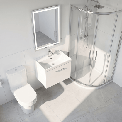 [BFSL122E] Pershall Contemporary Wall Hung 1 Drawer Vanity Unit with Thin-Edge Ceramic Basin - Choice of Size and Colour - Lifestyle 2