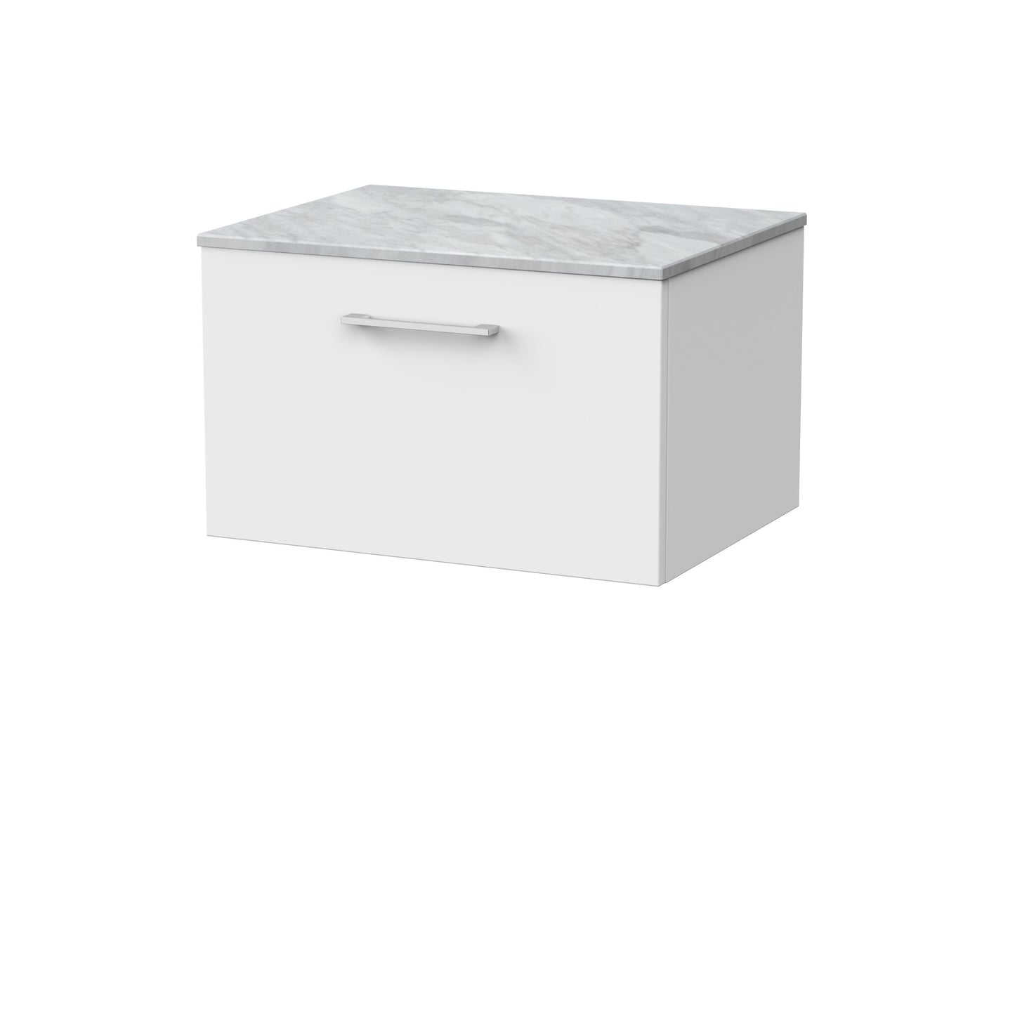 [BFSL122GMT] Pershall Contemporary Wall Hung 1 Drawer Vanity Unit with Grey Marble Top - Choice of Size and Colour - Cutout
