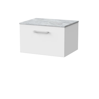 [BFSL122GMT] Pershall Contemporary Wall Hung 1 Drawer Vanity Unit with Grey Marble Top - Choice of Size and Colour - Cutout
