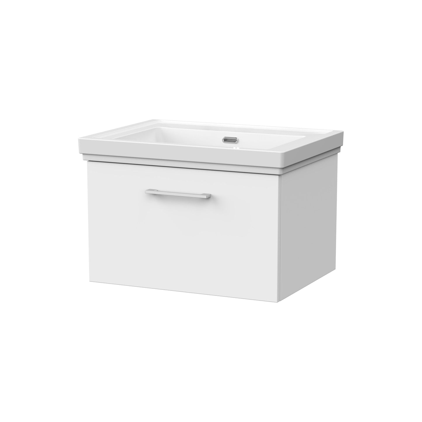 [BFSL122H] Pershall Contemporary Wall Hung 1 Drawer Vanity Unit with Traditional 0 Tap Hole Fireclay Basin - Choice of Size and Colour - Cutout