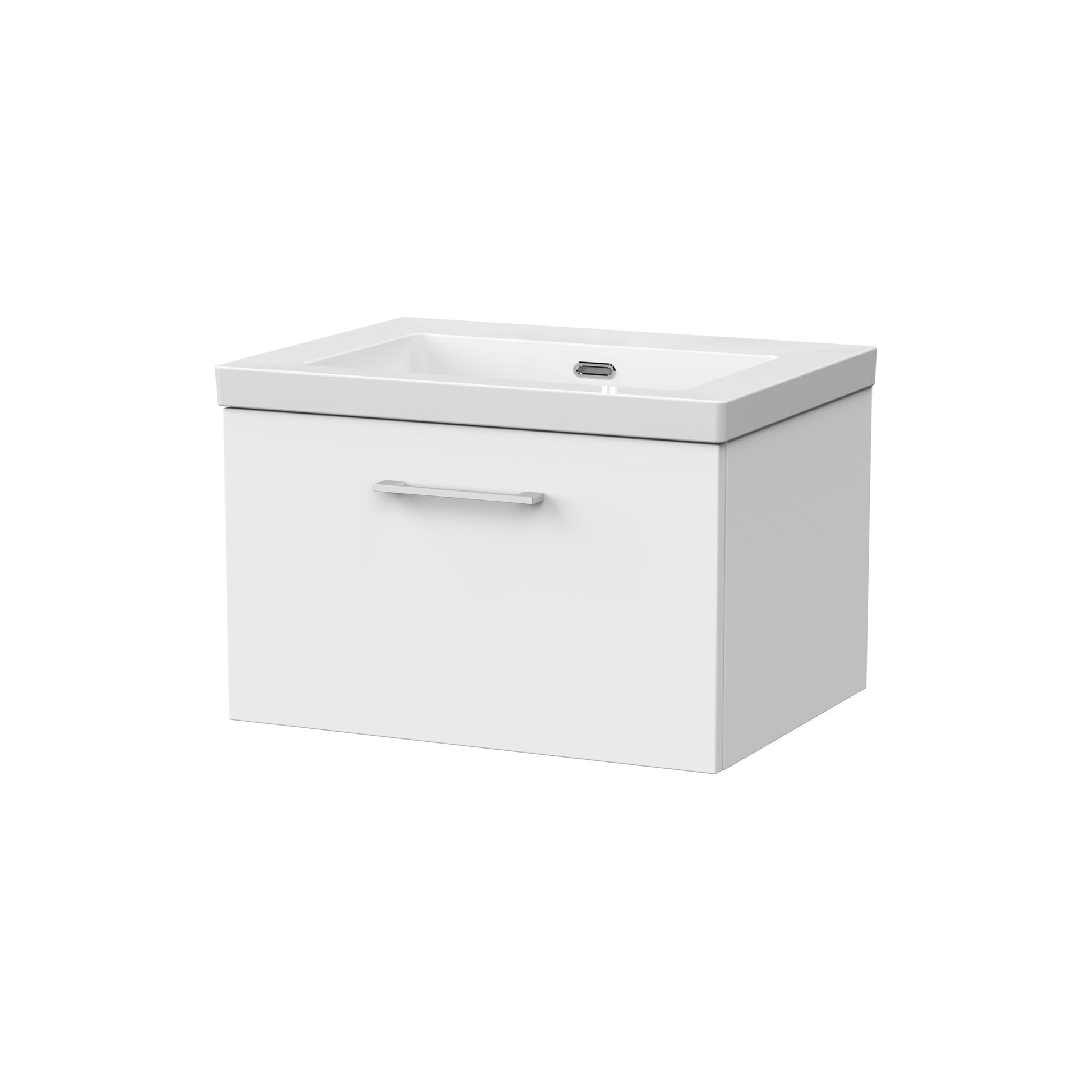[BFSL122K] Pershall Contemporary Wall Hung 1 Drawer Vanity Unit with 0 Tap Hole Fireclay Basin - Choice of Size and Colour - Cutout