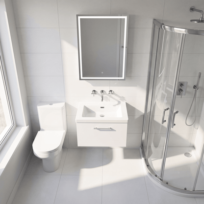 [BFSL122K] Pershall Contemporary Wall Hung 1 Drawer Vanity Unit with 0 Tap Hole Fireclay Basin - Choice of Size and Colour - Lifestyle 2