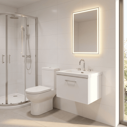 [BFSL122M] Pershall Contemporary Wall Hung 1 Drawer Vanity Unit with 3 Tap Hole Fireclay Basin - Choice of Size and Colour - Lifestyle 3