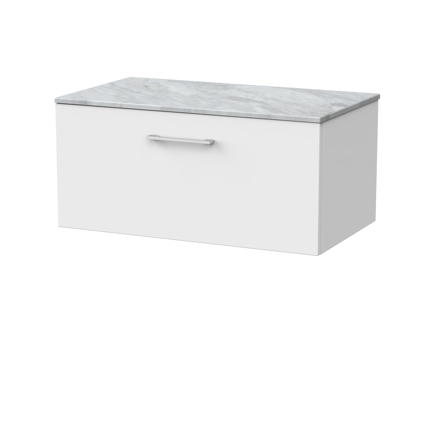 [BFSL125GMT] Pershall Contemporary Wall Hung 1 Drawer Vanity Unit with Grey Marble Top - Choice of Size and Colour - Cutout