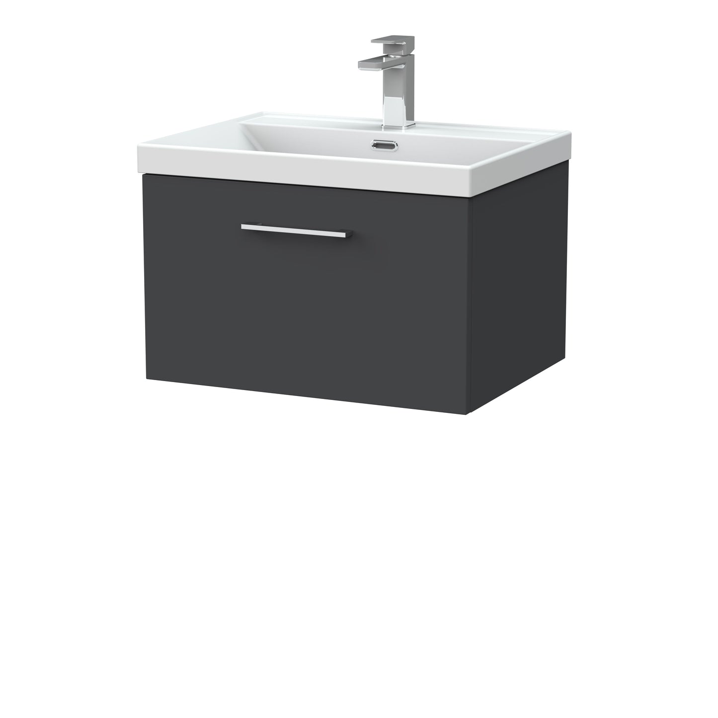[BFSL1422E] Pershall Contemporary Wall Hung 1 Drawer Vanity Unit with Thin-Edge Ceramic Basin - Choice of Size and Colour - Cutout