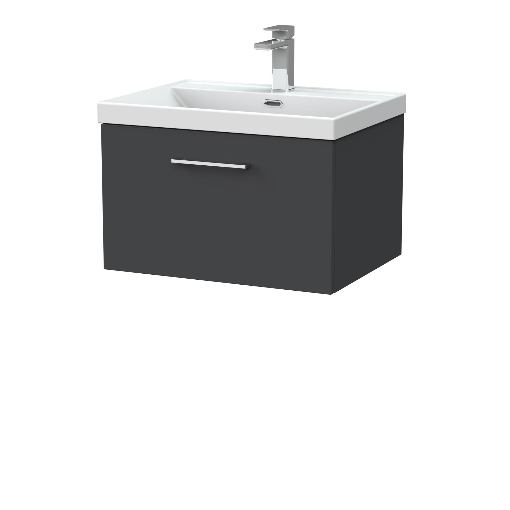 [BFSL1422E] Pershall Contemporary Wall Hung 1 Drawer Vanity Unit with Thin-Edge Ceramic Basin - Choice of Size and Colour - Cutout