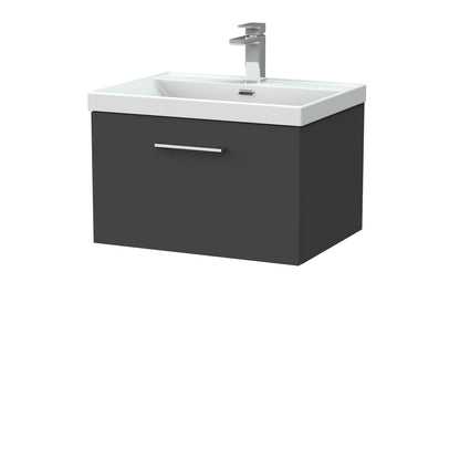 [BFSL1422E] Pershall Contemporary Wall Hung 1 Drawer Vanity Unit with Thin-Edge Ceramic Basin - Choice of Size and Colour - Cutout