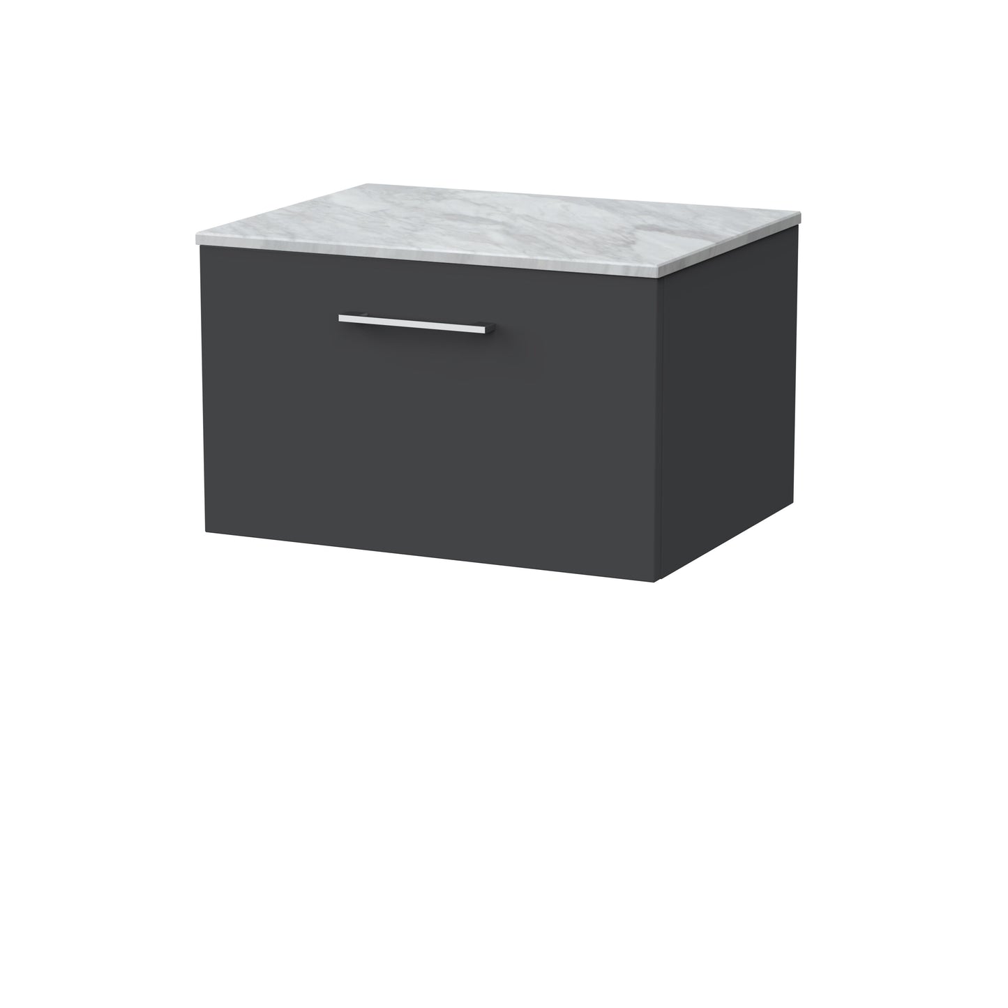 [BFSL1422GMT] Pershall Contemporary Wall Hung 1 Drawer Vanity Unit with Grey Marble Top - Choice of Size and Colour - Cutout