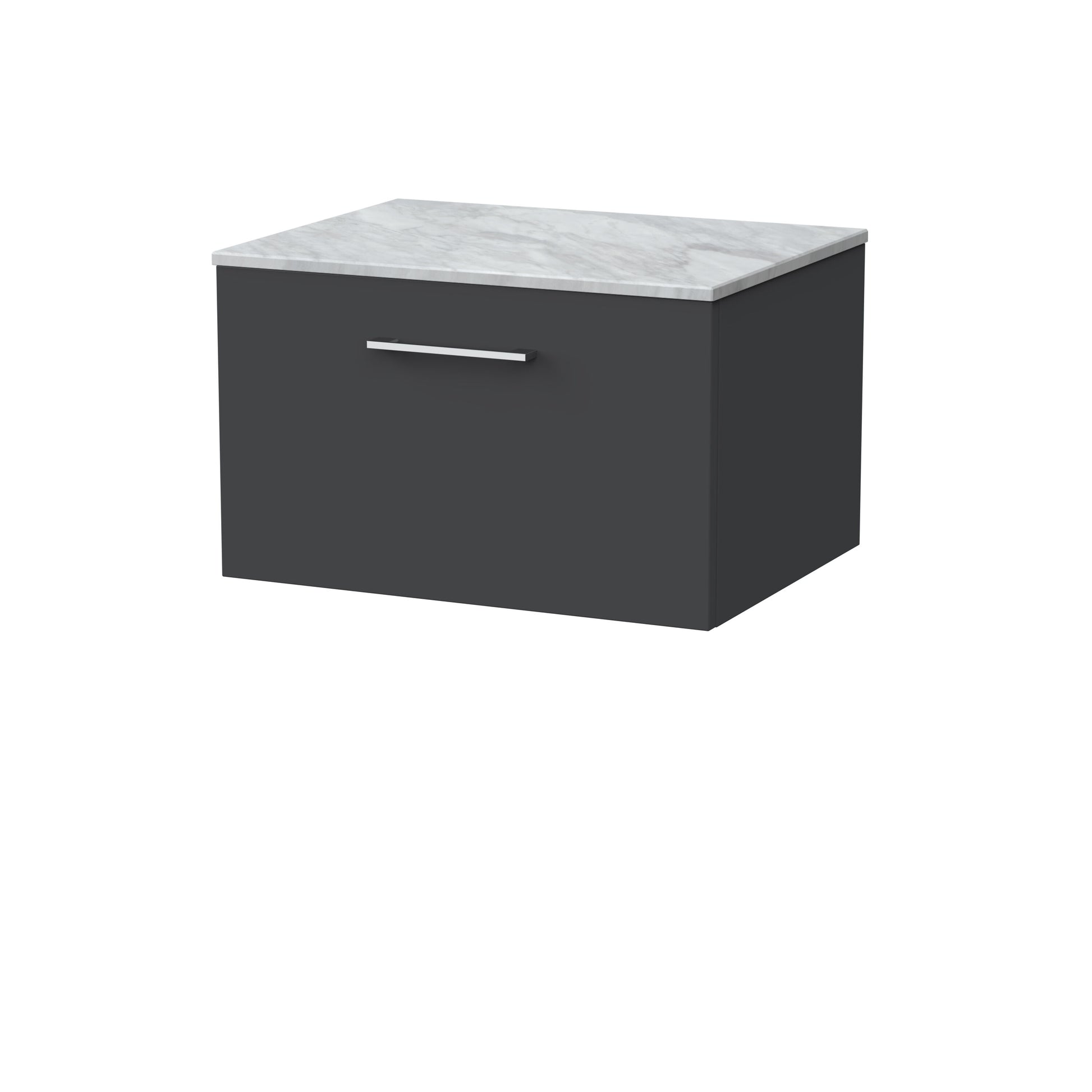 [BFSL1422GMT] Pershall Contemporary Wall Hung 1 Drawer Vanity Unit with Grey Marble Top - Choice of Size and Colour - Cutout