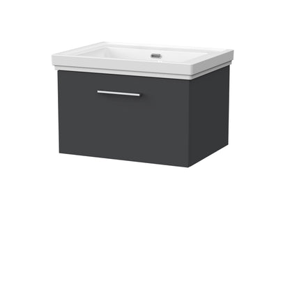 [BFSL1422H] Pershall Contemporary Wall Hung 1 Drawer Vanity Unit with Traditional 0 Tap Hole Fireclay Basin - Choice of Size and Colour - Cutout