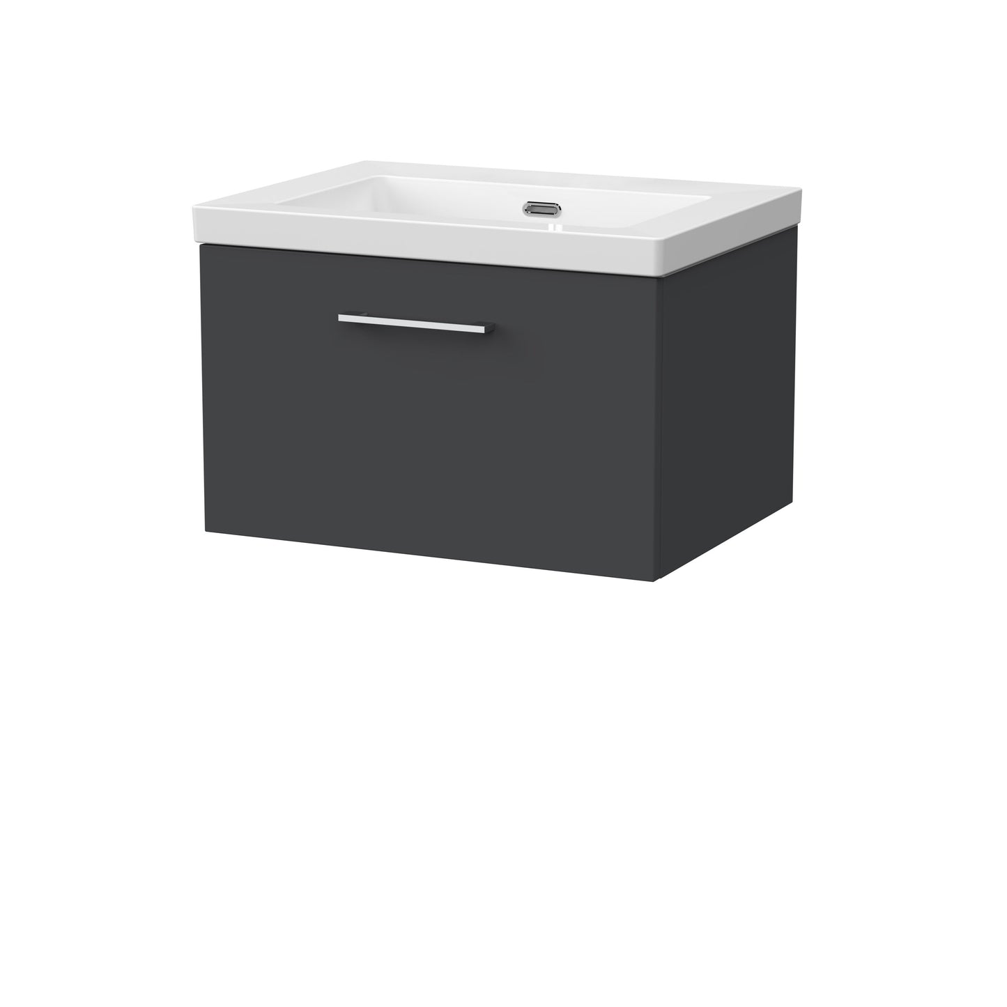 [BFSL1422K] Pershall Contemporary Wall Hung 1 Drawer Vanity Unit with 0 Tap Hole Fireclay Basin - Choice of Size and Colour - Cutout