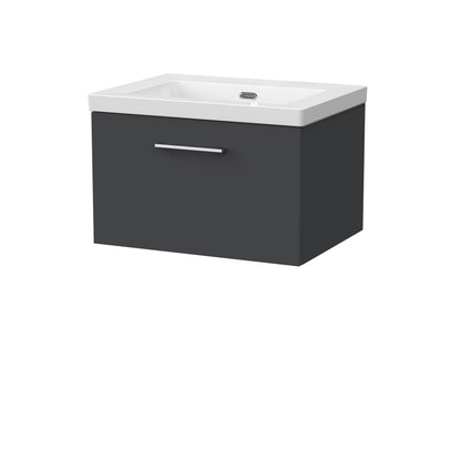[BFSL1422K] Pershall Contemporary Wall Hung 1 Drawer Vanity Unit with 0 Tap Hole Fireclay Basin - Choice of Size and Colour - Cutout