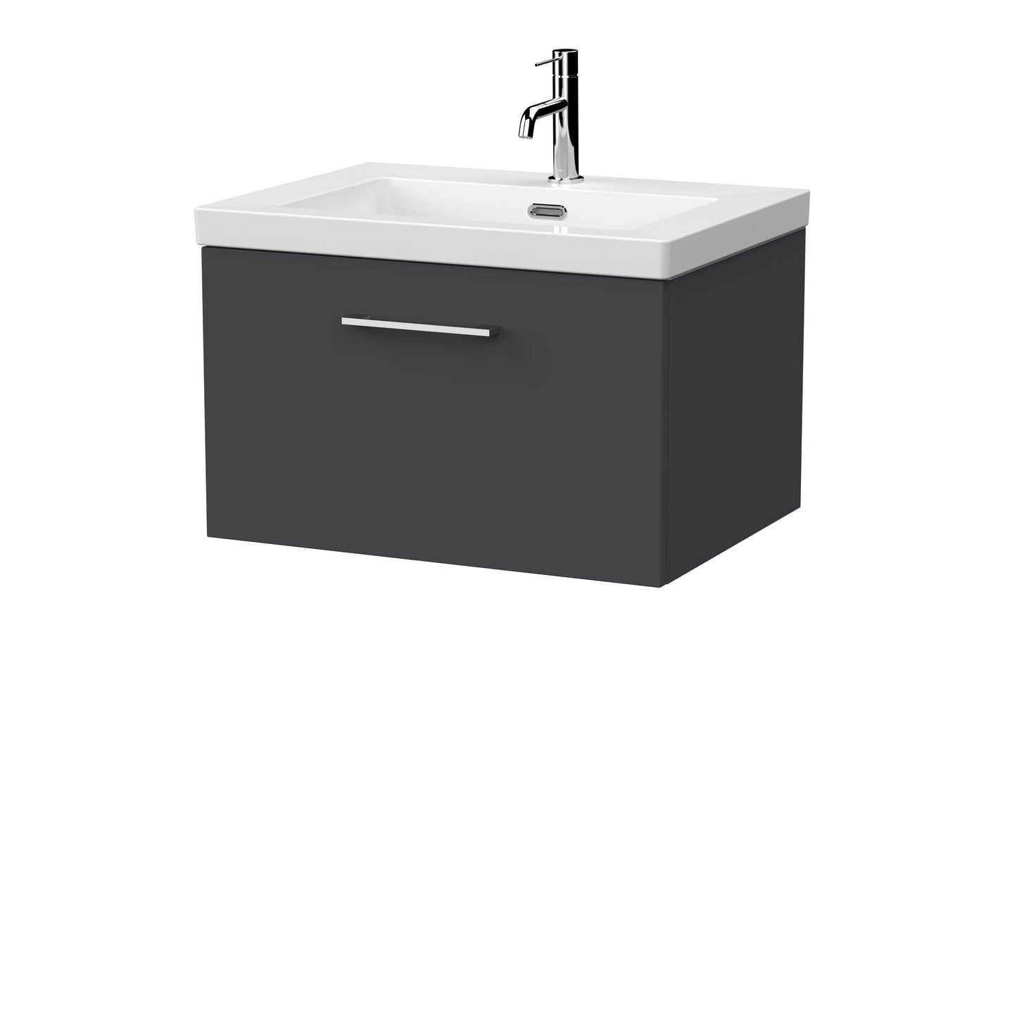 [BFSL1422L] Pershall Contemporary Wall Hung 1 Drawer Vanity Unit with 1 Tap Hole Fireclay Basin - Choice of Size and Colour - Cutout