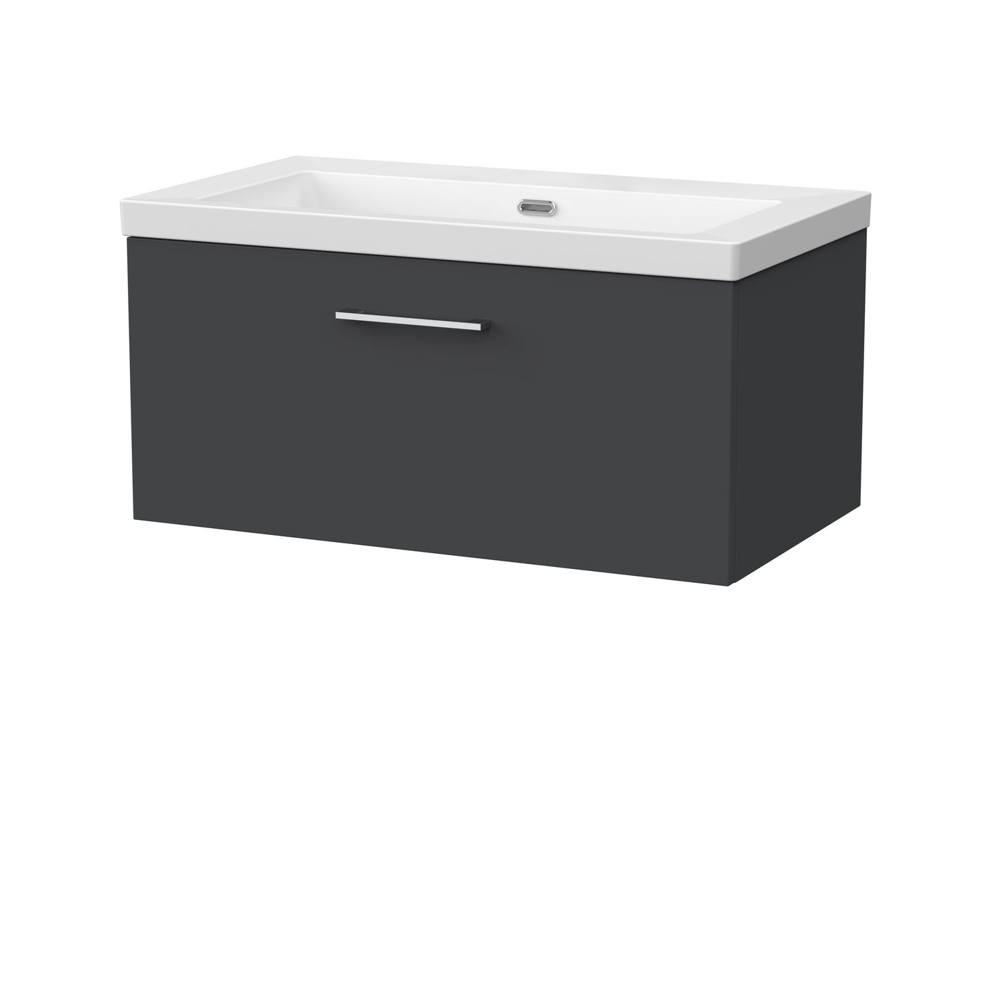 [BFSL1425K] Pershall Contemporary Wall Hung 1 Drawer Vanity Unit with 0 Tap Hole Fireclay Basin - Choice of Size and Colour - Cutout