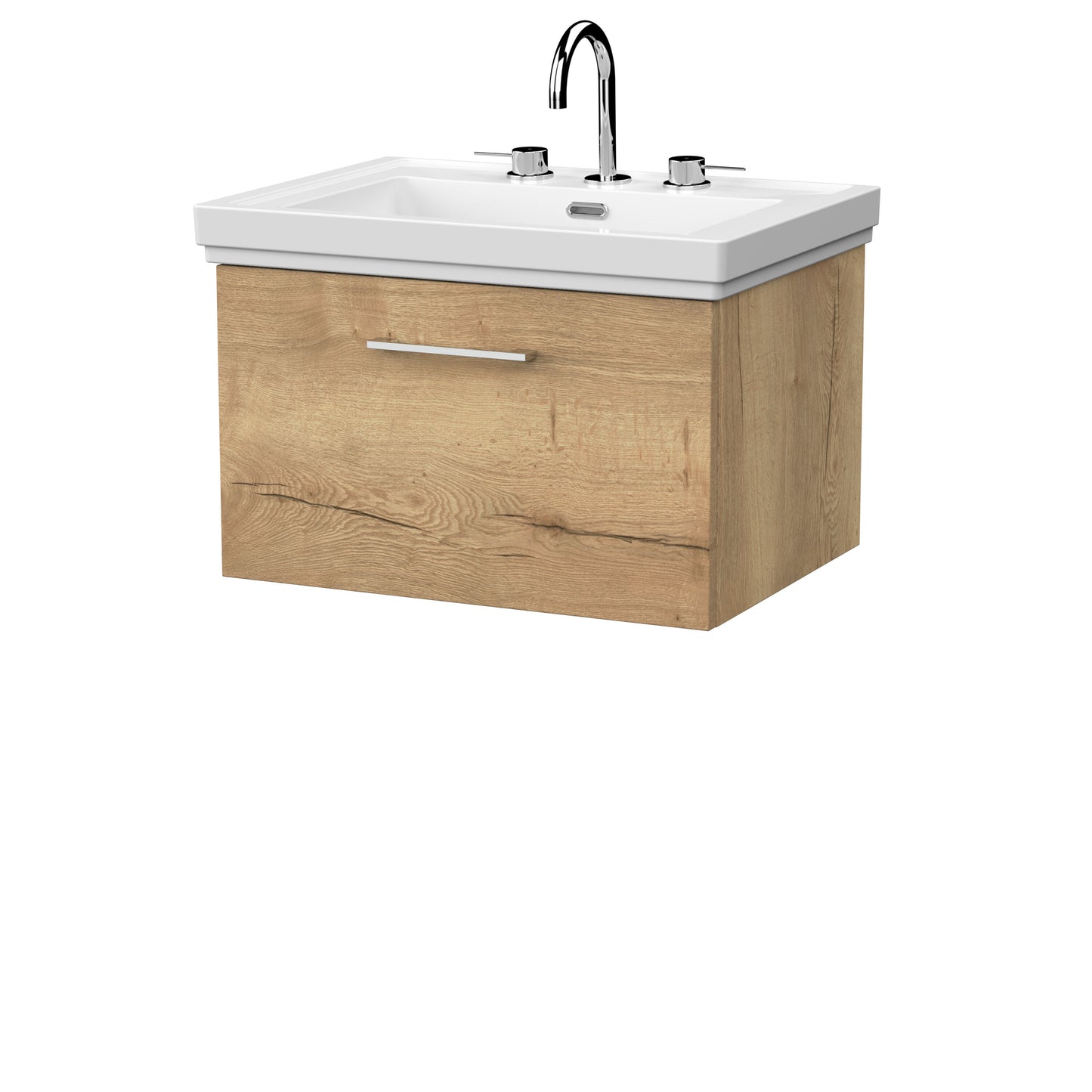 [BFSL1822B] Pershall Contemporary Wall Hung 1 Drawer Vanity Unit with Traditional 3 Tap Hole Fireclay Basin - Choice of Size and Colour - Cutout