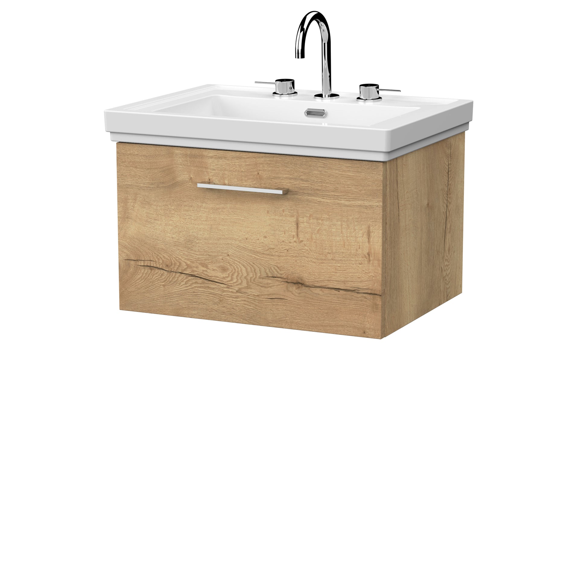 [BFSL1822B] Pershall Contemporary Wall Hung 1 Drawer Vanity Unit with Traditional 3 Tap Hole Fireclay Basin - Choice of Size and Colour - Cutout