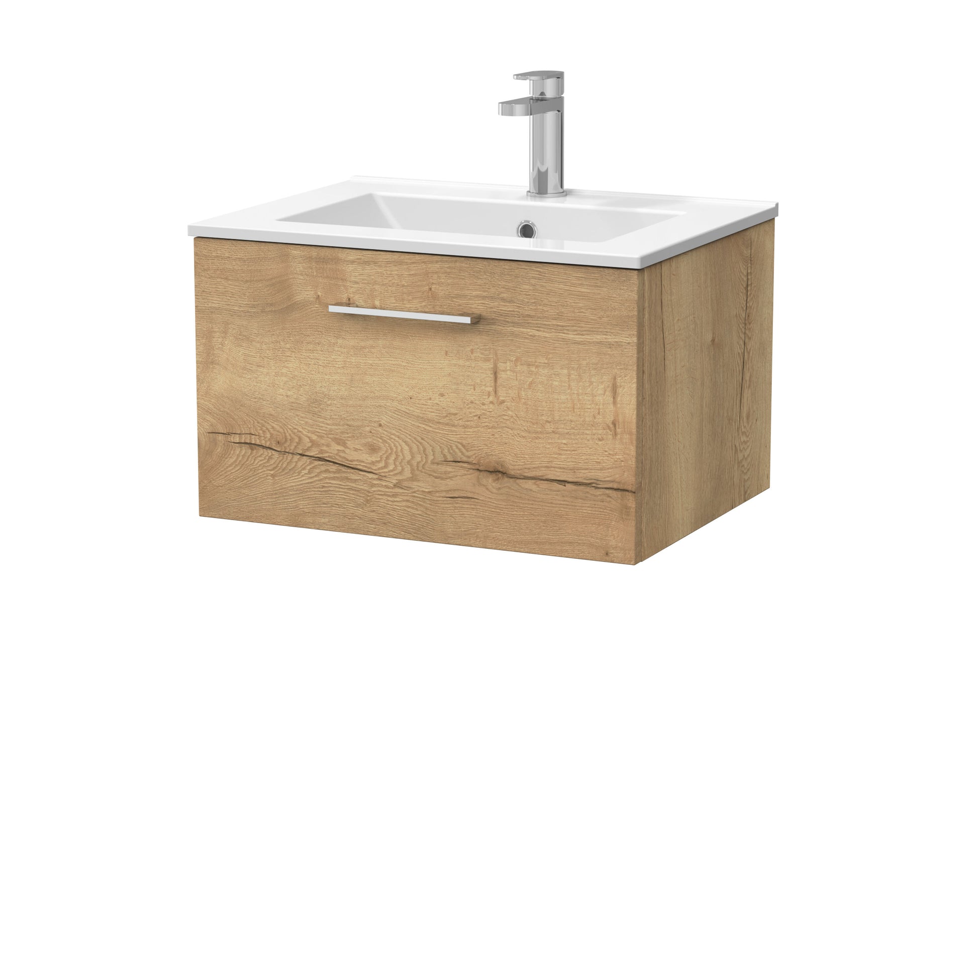 [BFSL1822C] Pershall Contemporary Wall Hung 1 Drawer Vanity Unit with Minimalist Ceramic Basin - Choice of Size and Colour - Cutout