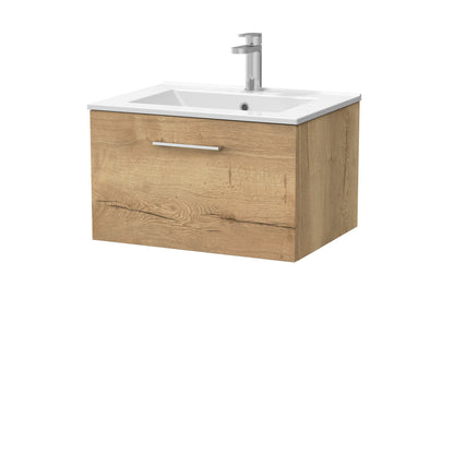 [BFSL1822C] Pershall Contemporary Wall Hung 1 Drawer Vanity Unit with Minimalist Ceramic Basin - Choice of Size and Colour - Cutout