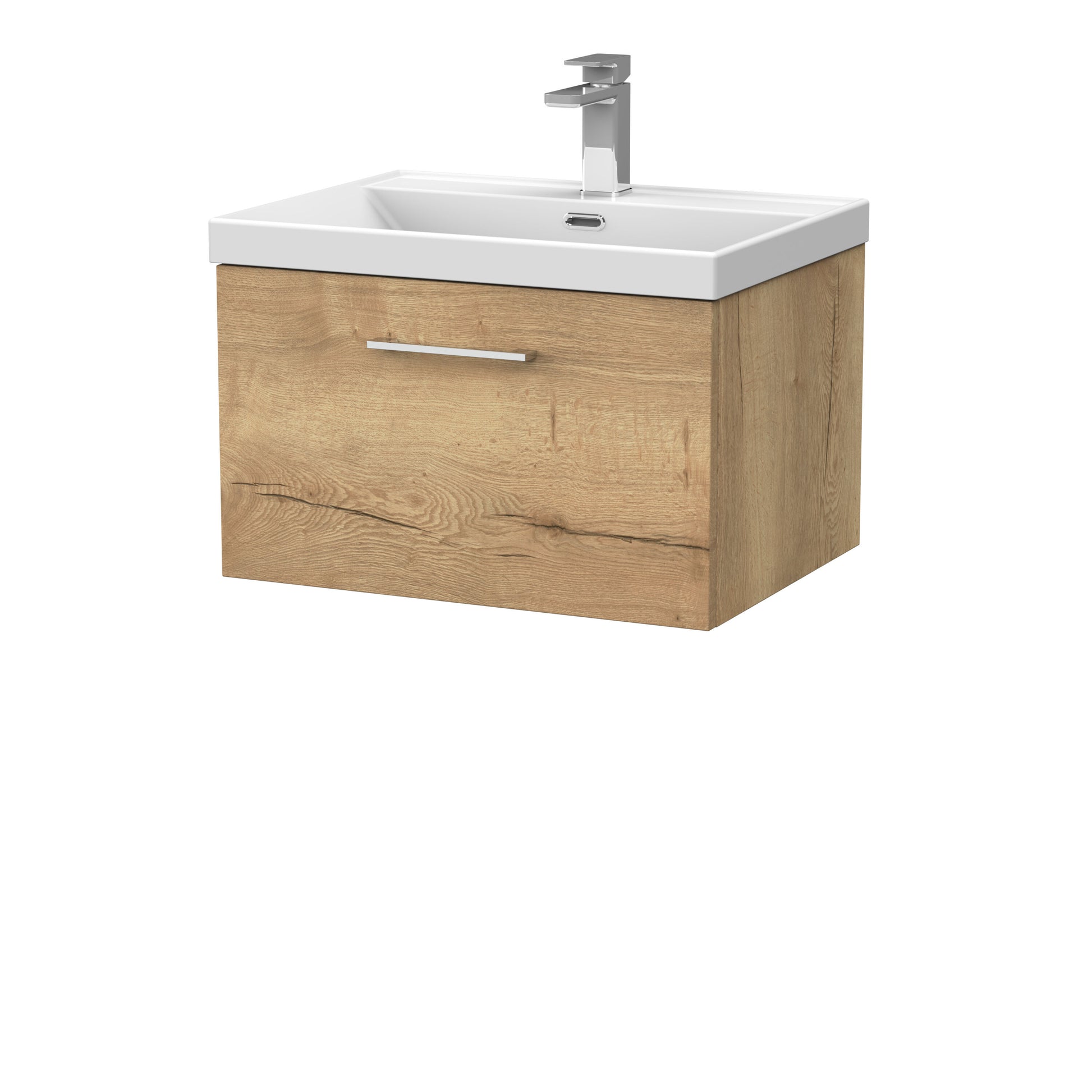 [BFSL1822E] Pershall Contemporary Wall Hung 1 Drawer Vanity Unit with Thin-Edge Ceramic Basin - Choice of Size and Colour - Cutout