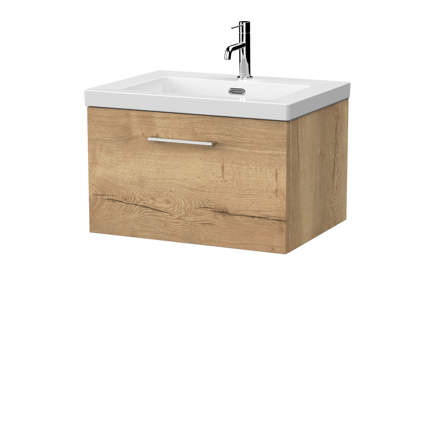 [BFSL1822L] Pershall Contemporary Wall Hung 1 Drawer Vanity Unit with 1 Tap Hole Fireclay Basin - Choice of Size and Colour - Cutout