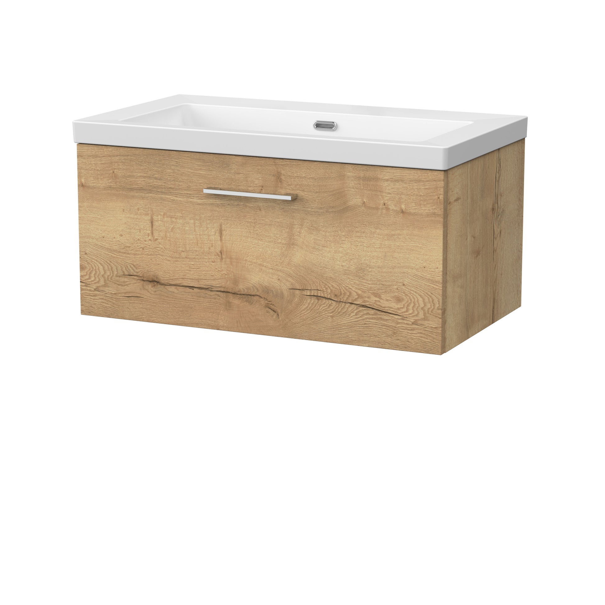 [BFSL1825K] Pershall Contemporary Wall Hung 1 Drawer Vanity Unit with 0 Tap Hole Fireclay Basin - Choice of Size and Colour - Cutout